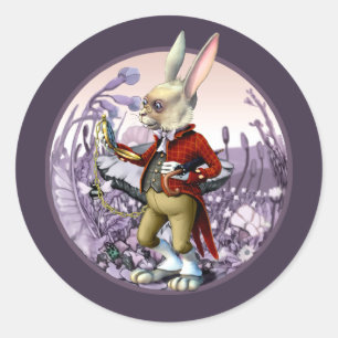 Sticker Rond Lapin blanc   Alice au pays des merveilles Pâques