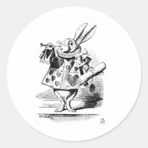 Sticker Rond Lapin Blanc, d'après Les Aventures d'Alice