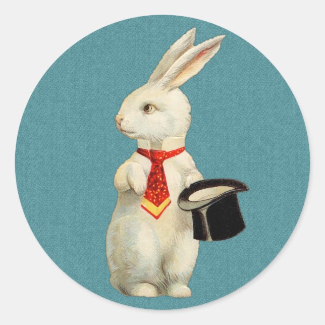 Sticker Rond Lapin blanc vintage (Devant)
