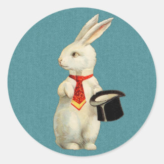 Sticker Rond Lapin blanc vintage