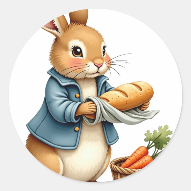 Sticker Rond Lapin Boulanger (Devant)