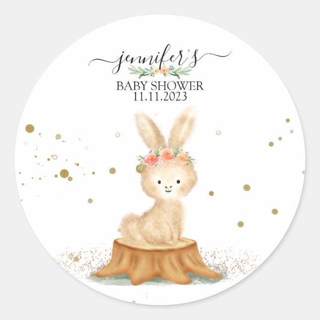 Sticker Rond Lapin bunny faune forêt bébé (Devant)