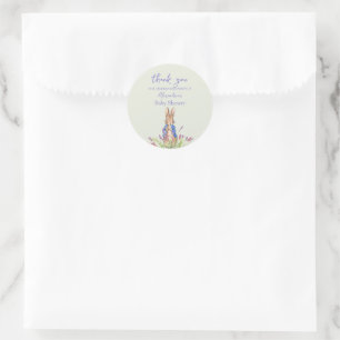 Sticker Rond Lapin classique personnalisé en veste bleue