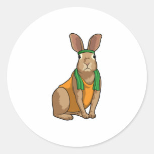 Sticker Rond Lapin comme coureur avec serviette