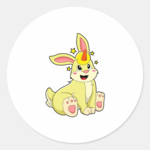 Sticker Rond Lapin comme licorne