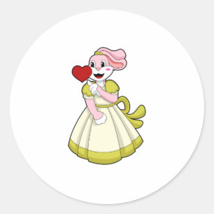 Sticker Rond Lapin comme mariée avec robe de mariée.PNG