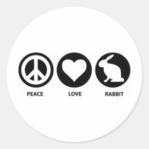 Sticker Rond Lapin d'amour de paix