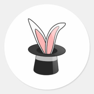 Sticker Rond Lapin dans tour de magie de casquette