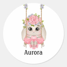 Lapin de ballet sur une balançoire avec fleurs Cla