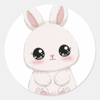 Sticker Rond Lapin de dessin animé adorable et mignon – Pour le