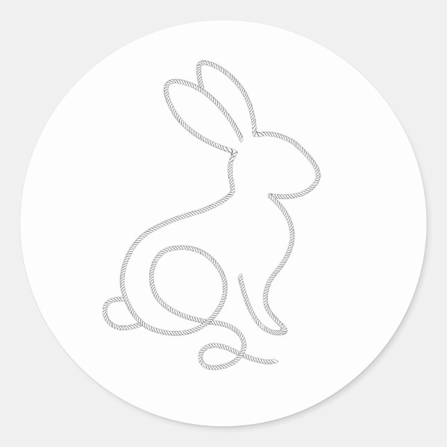 Sticker Rond Lapin de Ficelle Minimaliste Moderne 1er Anniversa (Devant)