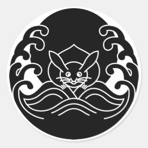 Sticker Rond Lapin de la lune de vague