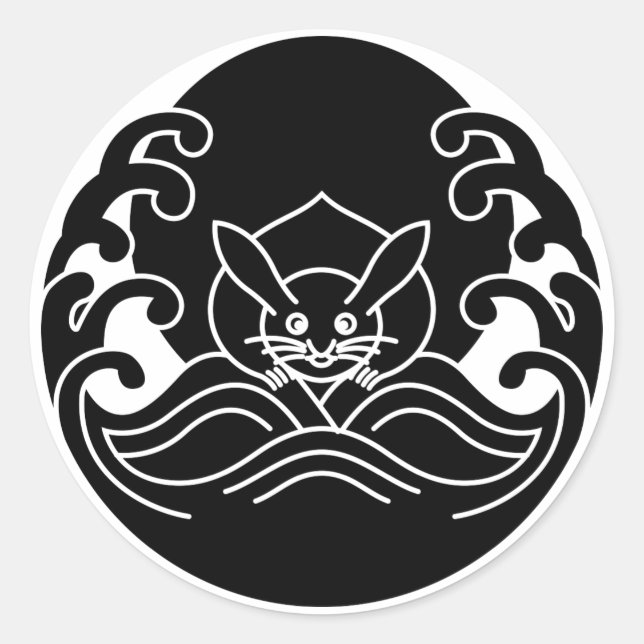 Sticker Rond Lapin de la lune de vague (Devant)