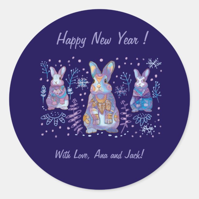Sticker Rond Lapin de Noël  (Devant)