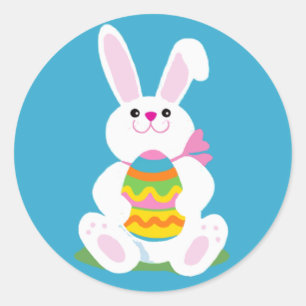 Sticker Rond Lapin de Pâques