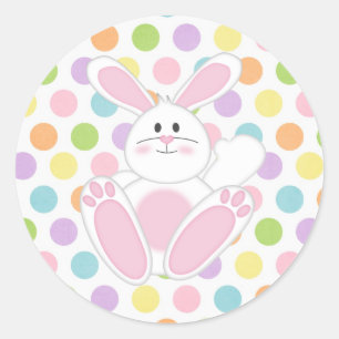 Sticker Rond Lapin de Pâques