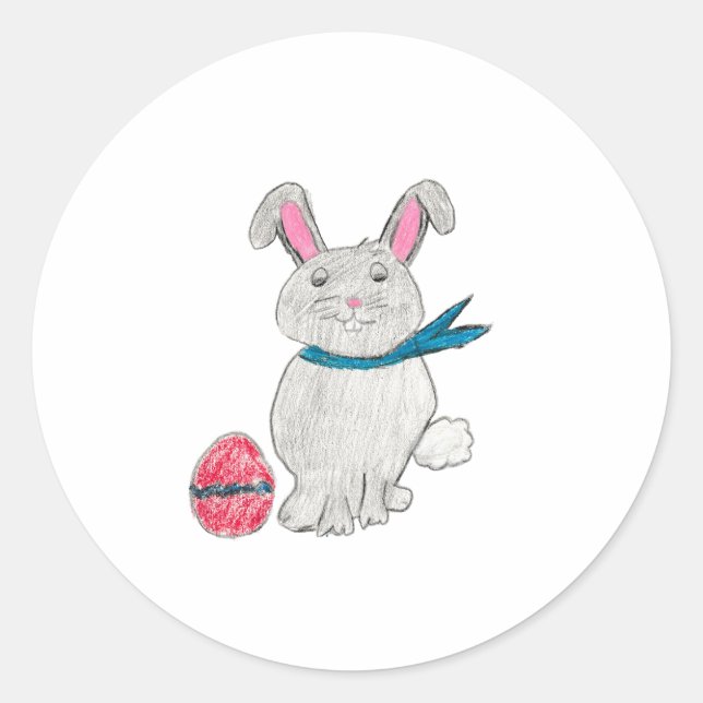 Sticker Rond Lapin de Pâques (Devant)