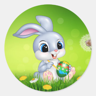Sticker Rond Lapin de Pâques
