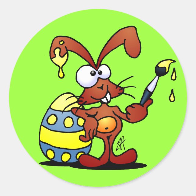 Sticker Rond Lapin de Pâques (Devant)