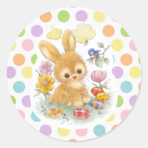 Sticker Rond Lapin de Pâques
