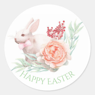 Sticker Rond Lapin de Pâques aquarelle