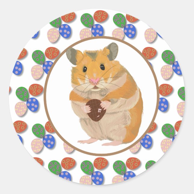 Sticker Rond Lapin de Pâques au oeufs en chocolat  (Devant)