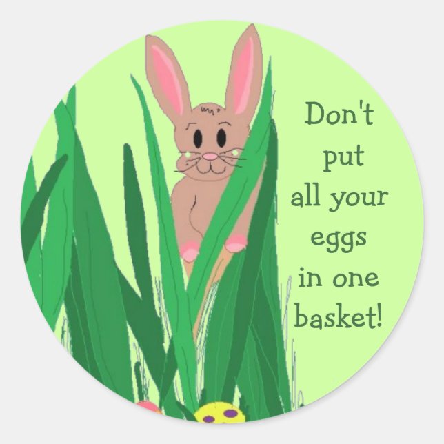 Sticker Rond Lapin de Pâques avec citation (Devant)