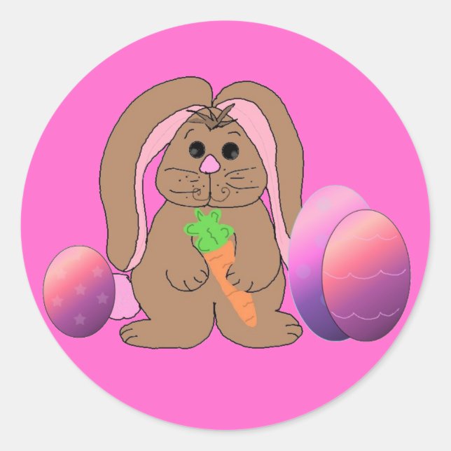 Sticker Rond Lapin de Pâques avec des œufs (Devant)
