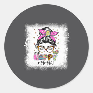 Sticker Rond Lapin de Pâques Bleu à une Houblon Mamaw Jour