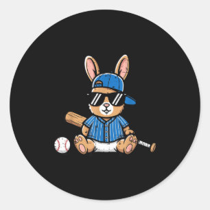 Sticker Rond lapin de Pâques casquette de baseball batte de bal