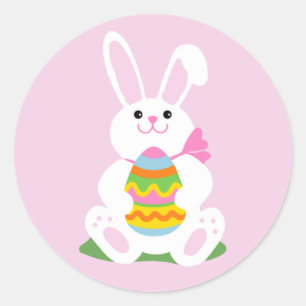 Sticker Rond Lapin de Pâques   Chasse aux oeufs