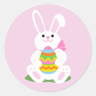 Sticker Rond Lapin de Pâques | Chasse aux oeufs