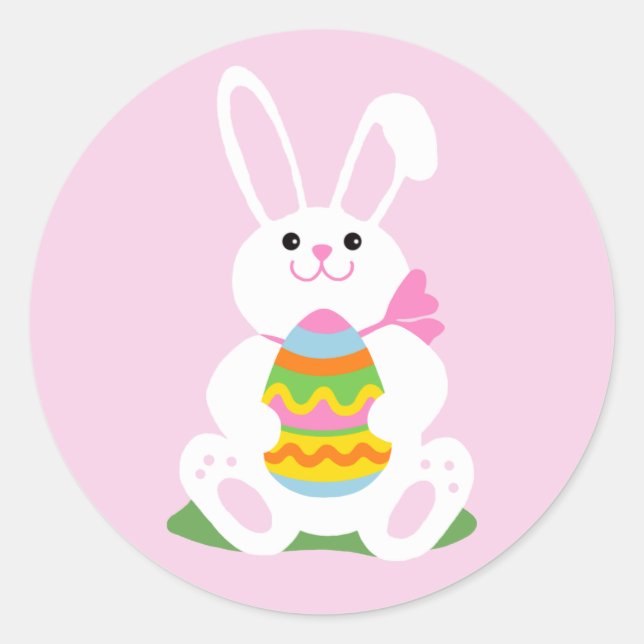 Sticker Rond Lapin de Pâques | Chasse aux oeufs (Devant)