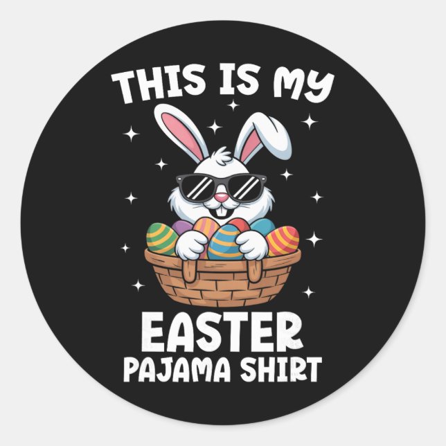 Sticker Rond Lapin de Pâques Cool Egg Sketch C'est Mon Pyjama d (Devant)