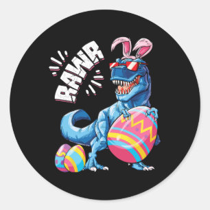 Sticker Rond Lapin de Pâques Dinosaure T Rex Œufs Garçons Enfan