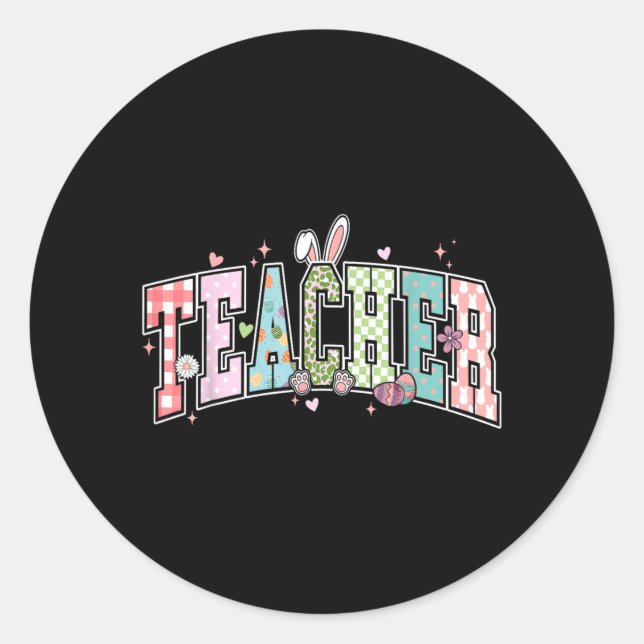 Sticker Rond Lapin de Pâques drôle de professeur (Devant)