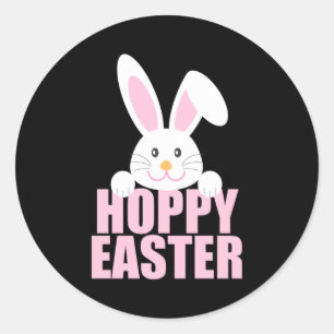 Sticker Rond Lapin de Pâques heureux Pun Tee-shirt rose mignon