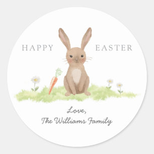 Sticker Rond Lapin de Pâques joyeux