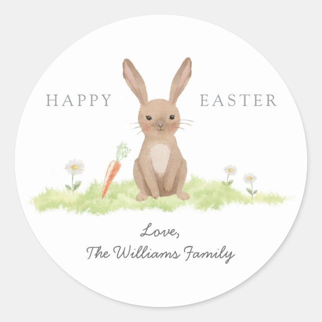 Sticker Rond Lapin de Pâques joyeux  (Devant)