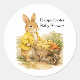Sticker Rond Lapin de Pâques joyeux Baby Shower