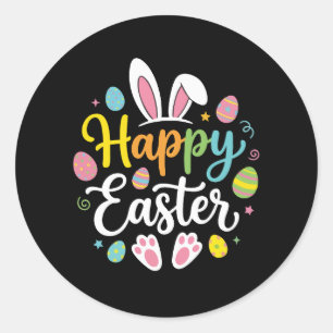 Sticker Rond Lapin de Pâques joyeux Funny Easter Day Femmes