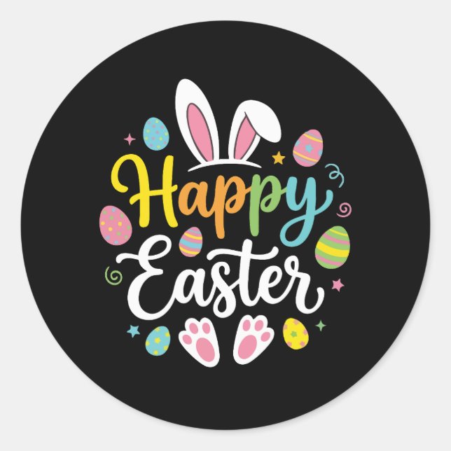Sticker Rond Lapin de Pâques joyeux Funny Easter Day Femmes  (Devant)