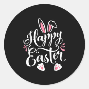 Sticker Rond Lapin de Pâques Joyeux Lapin Visage Drôle de Jour