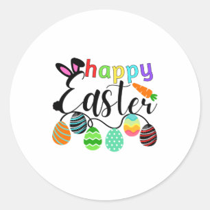 Sticker Rond Lapin de Pâques Joyeux Lapin Visage Funny Easter D