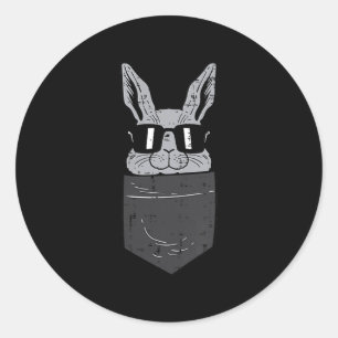 Sticker Rond Lapin de Pâques Lunettes de soleil Pocket Cool Hom