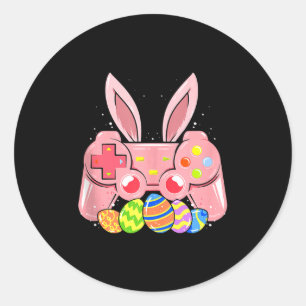 Sticker Rond Lapin de Pâques Manette de jeu vidéo Joueur Bo