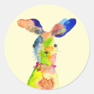 Sticker Rond Lapin de Pâques mignon