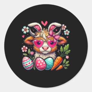 Sticker Rond Lapin de Pâques mignon design vache amoureux de va