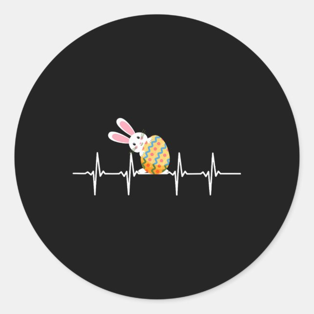 Sticker Rond Lapin de Pâques Oeuf de Pâques Coeur battement Coe (Devant)
