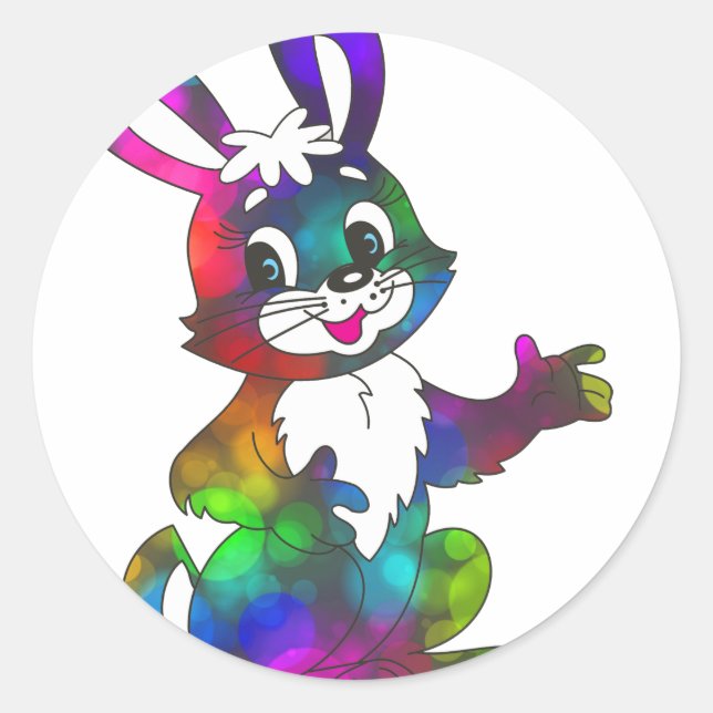 Sticker Rond lapin de pâques psychédélique (Devant)